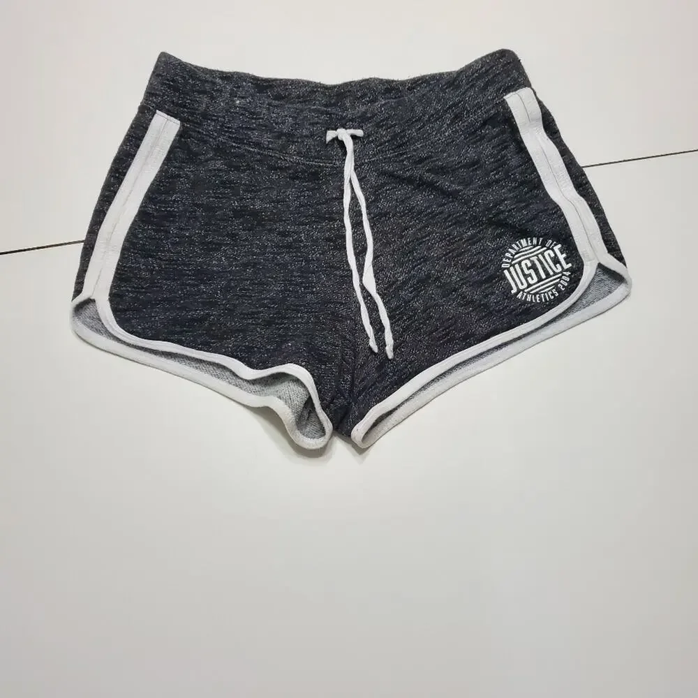 Justice Active Shorts Girls 12 Heathered Black Athletic Comfort Stretch Pull On‎